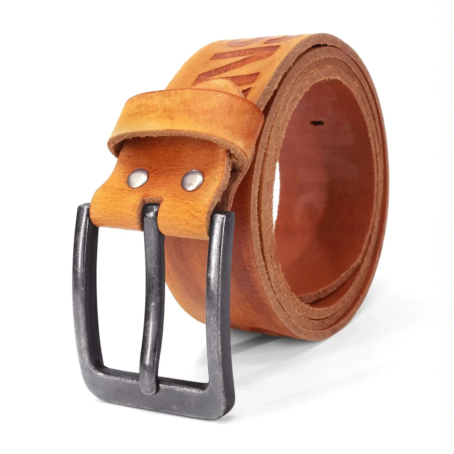 Klassischer Leder Gürtel mit JEANS-Prägung - antiquebraun - 38mm breit - leicht kürzbar | JEANS-38mm