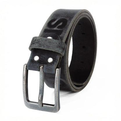 Klassischer Leder Gürtel mit JEANS-Prägung - antiquebraun - 38mm breit - leicht kürzbar | JEANS-38mm