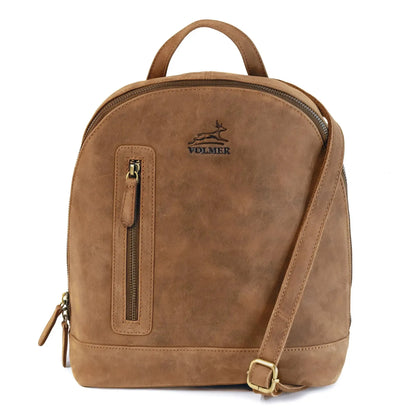 Brauner Lederrucksack Damen Vintage aus 100% echtem Büffelleder | Miami