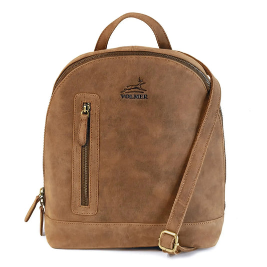 Brauner Lederrucksack Damen Vintage aus 100% echtem Büffelleder | Miami