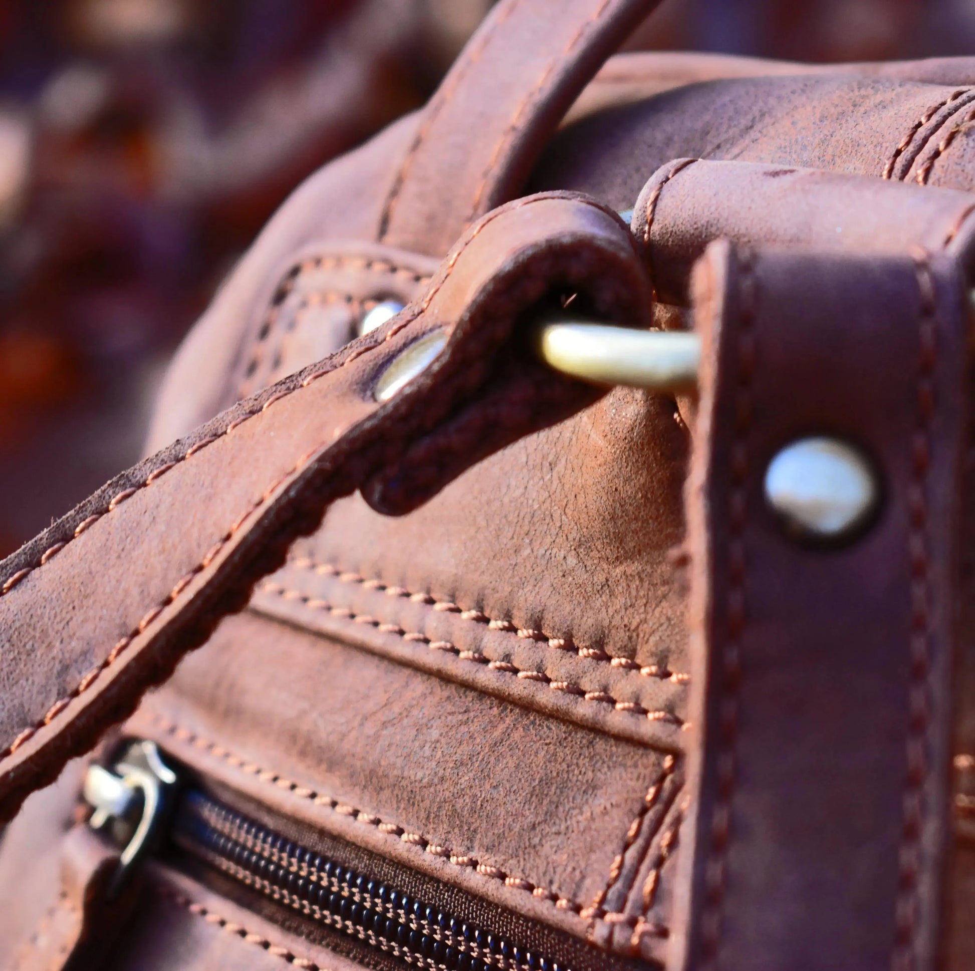 Brauner Lederrucksack Damen Vintage aus 100% echtem Büffelleder | Miami