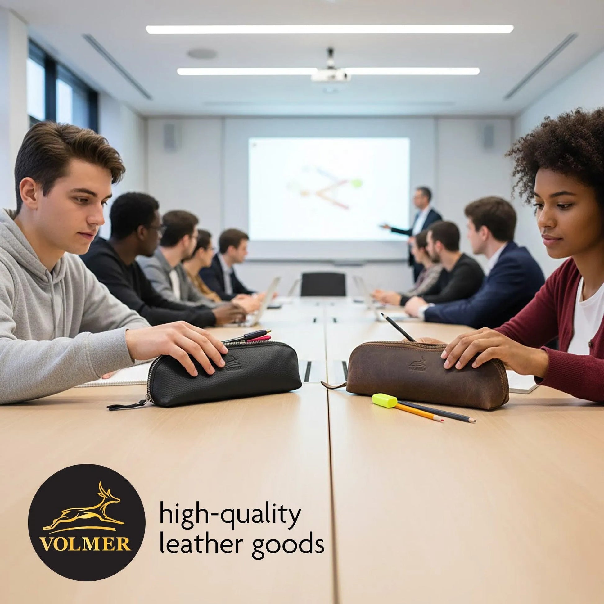 Federmäppchen Leder – Federtasche für Büro, Uni, Schule und Atelier – Stiftetui, Stiftmappe, Toolbag