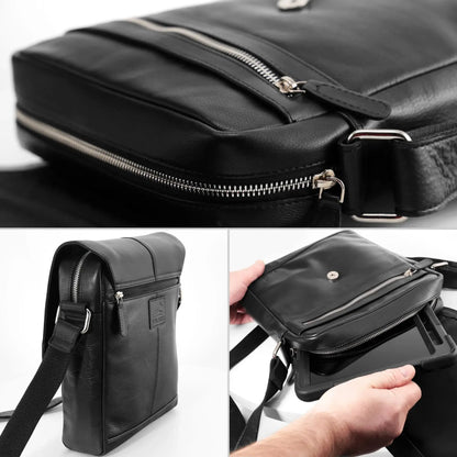 Umhängetasche Echtleder – Handgefertigte Messenger Bag für 11" Tablet & Business | Vigo