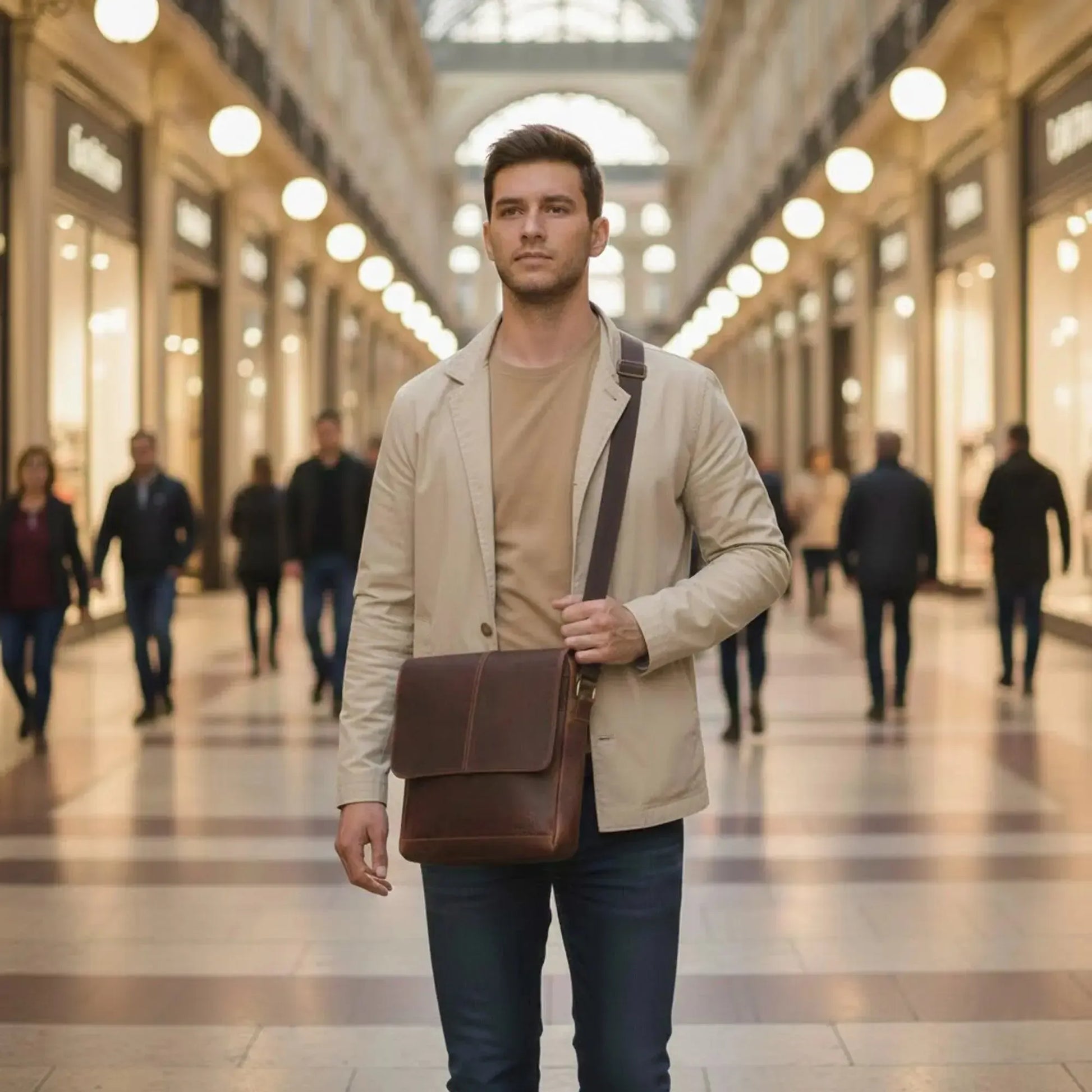Umhängetasche Echtleder – Handgefertigte Messenger Bag für 11" Tablet & Business | Vigo