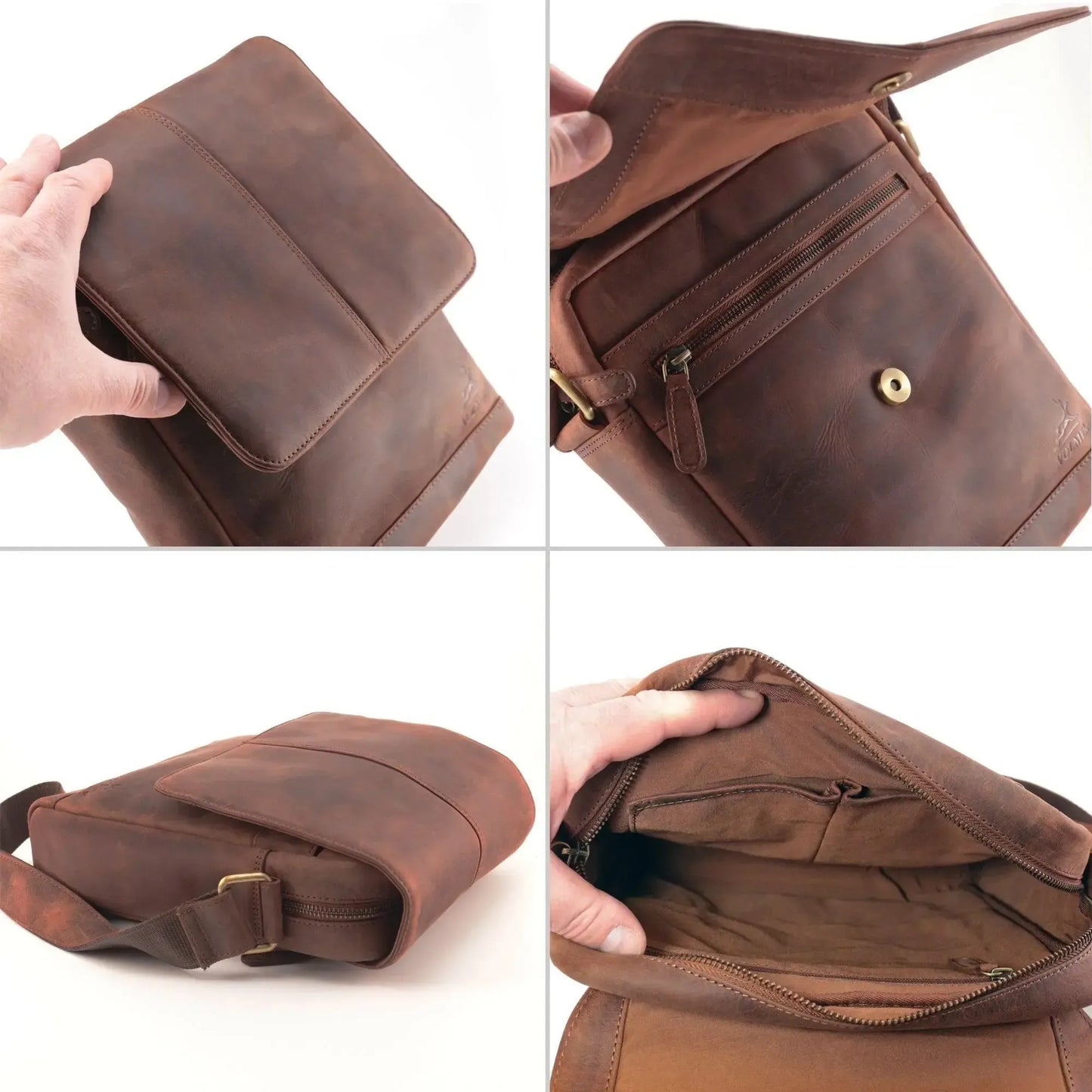 Umhängetasche Echtleder – Handgefertigte Messenger Bag für 11" Tablet & Business | Vigo