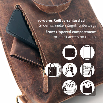 Große Leder Shopping-Bag – Echtleder Tasche für Damen  – 3-in-1 | Avenue