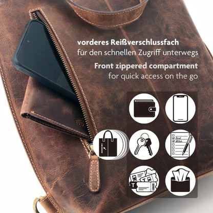 Grand sac shopping en cuir – Sac en cuir véritable pour femme – 3-en-1 | Avenue