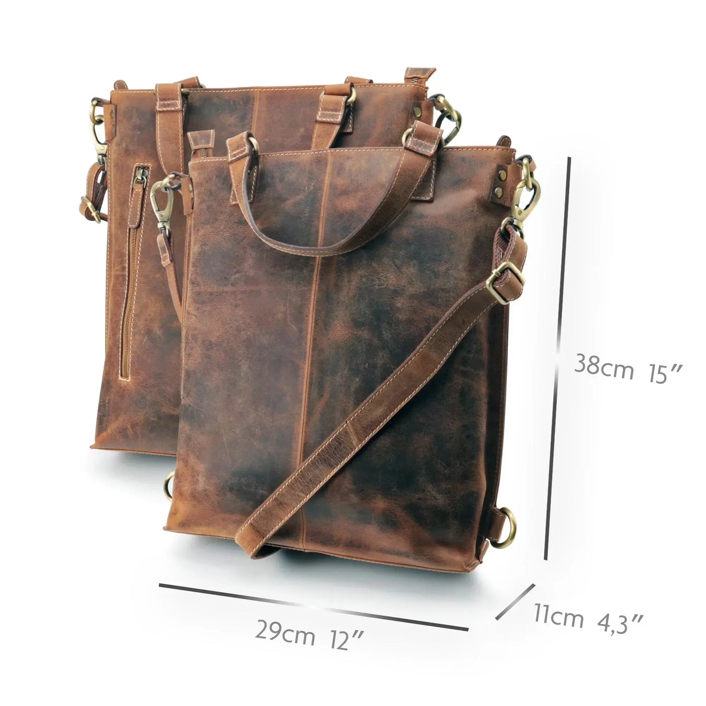 Grand sac shopping en cuir – Sac en cuir véritable pour femme – 3-en-1 | Avenue