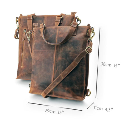 Grand sac shopping en cuir – Sac en cuir véritable pour femme – 3-en-1 | Avenue