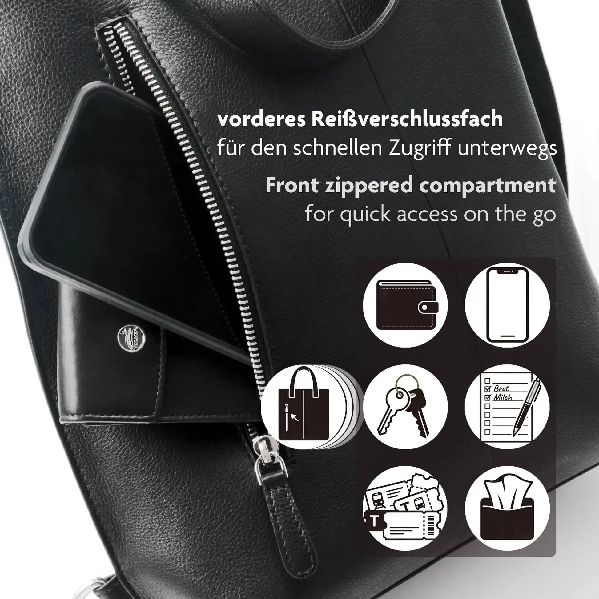 Grand sac shopping en cuir – Sac en cuir véritable pour femme – 3-en-1 | Avenue