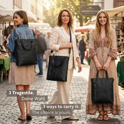 Große Leder Shopping-Bag – Echtleder Tasche für Damen  – 3-in-1 | Avenue