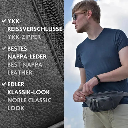 Bauchtasche Leder – 1 großes Fach, 3 kleine Fächer | Barcelona