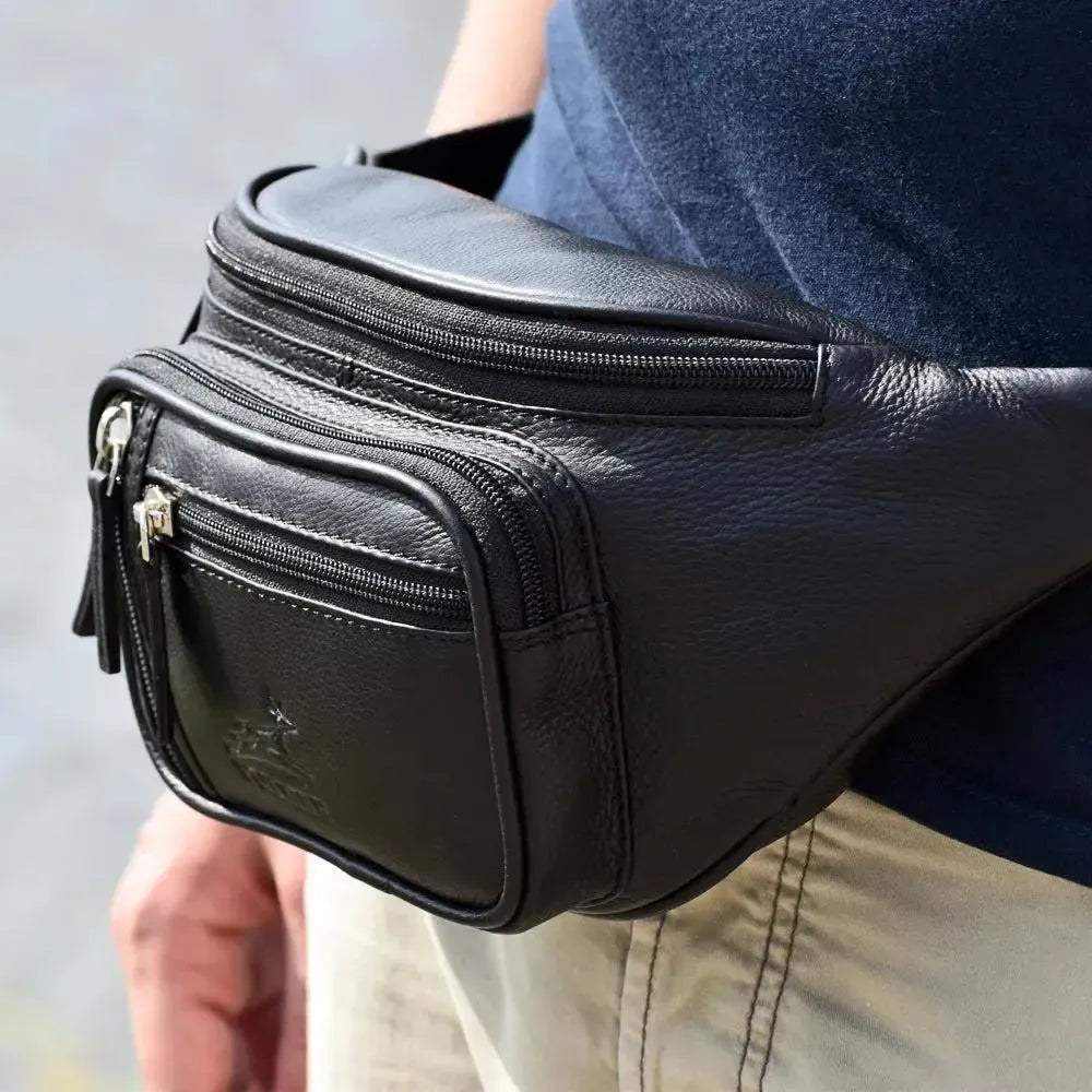 Bauchtasche Leder – 1 großes Fach, 3 kleine Fächer | Barcelona