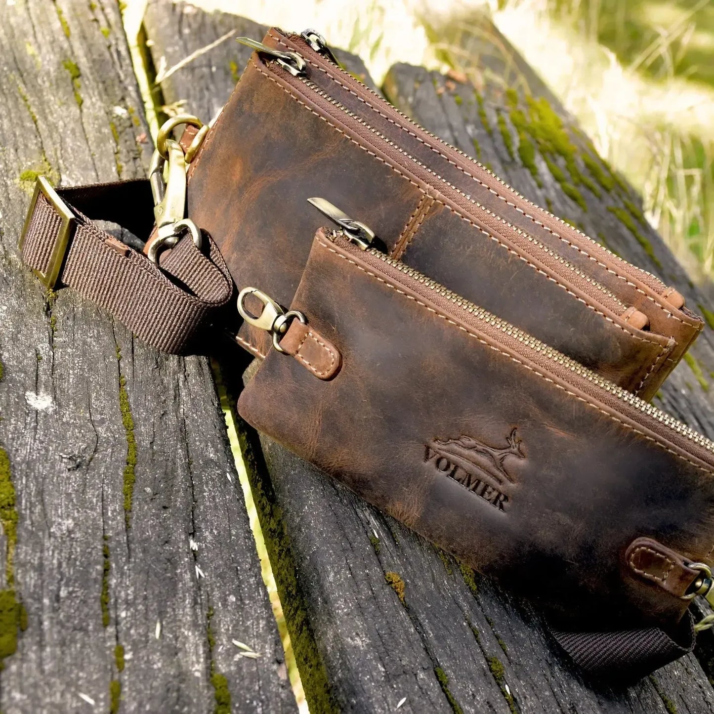 Bauchtasche Leder – 2 große Fächer + 1 abnehmbares Frontfach | Madison