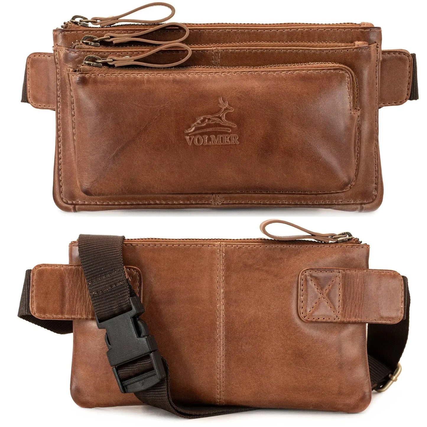 Bauchtasche Leder – 3 große Fächer | Denver