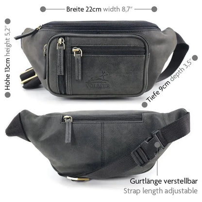 Bauchtasche Leder für Damen und Herren - 1 großes Fach, 3 kleine Fächer | Barcelona