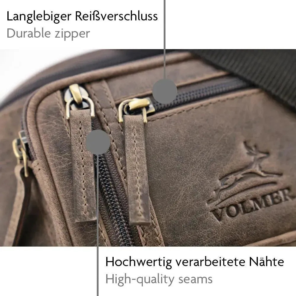 Bauchtasche Leder für Damen und Herren - 1 großes Fach, 3 kleine Fächer | Barcelona