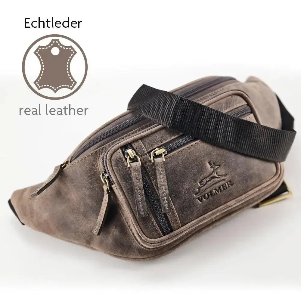 Bauchtasche Leder für Damen und Herren - 1 großes Fach, 3 kleine Fächer | Barcelona