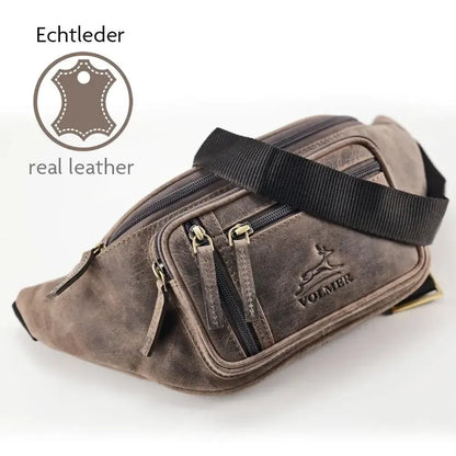 Bauchtasche Leder für Damen und Herren - 1 großes Fach, 3 kleine Fächer | Barcelona