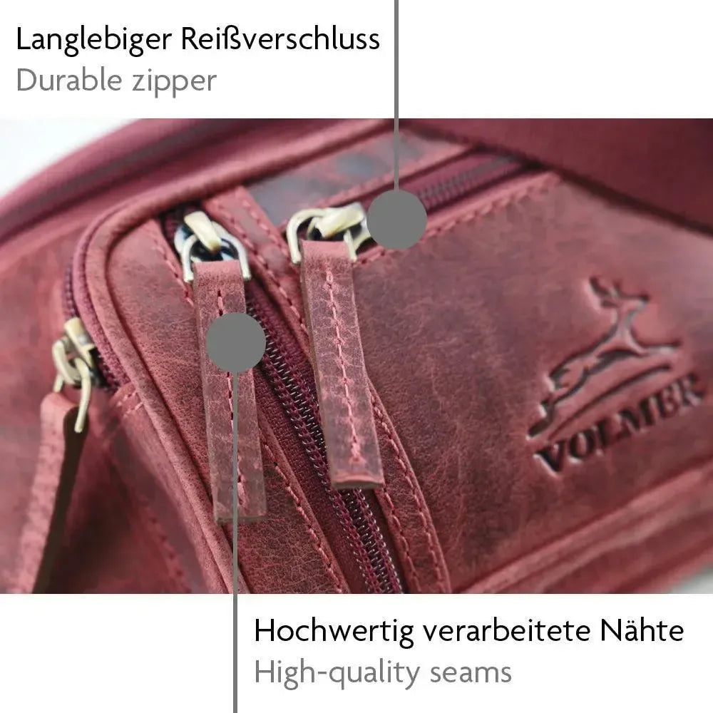 Bauchtasche Leder für Damen und Herren - 1 großes Fach, 3 kleine Fächer | Barcelona