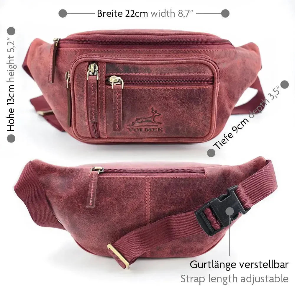 Bauchtasche Leder für Damen und Herren - 1 großes Fach, 3 kleine Fächer | Barcelona