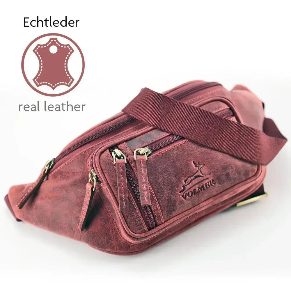 Bauchtasche Leder für Damen und Herren - 1 großes Fach, 3 kleine Fächer | Barcelona