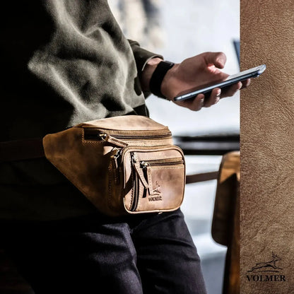 Bauchtasche Leder für Damen und Herren - 1 großes Fach, 3 kleine Fächer | Barcelona