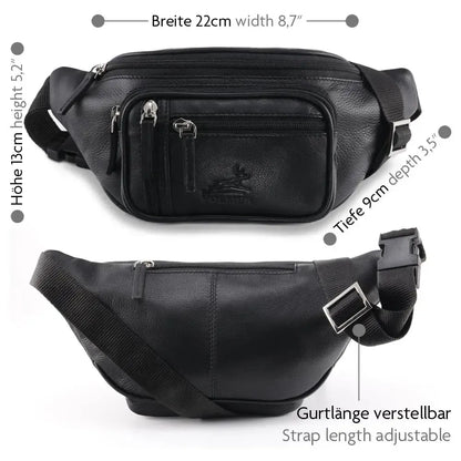 Bauchtasche Leder für Damen und Herren - 1 großes Fach, 3 kleine Fächer | Barcelona
