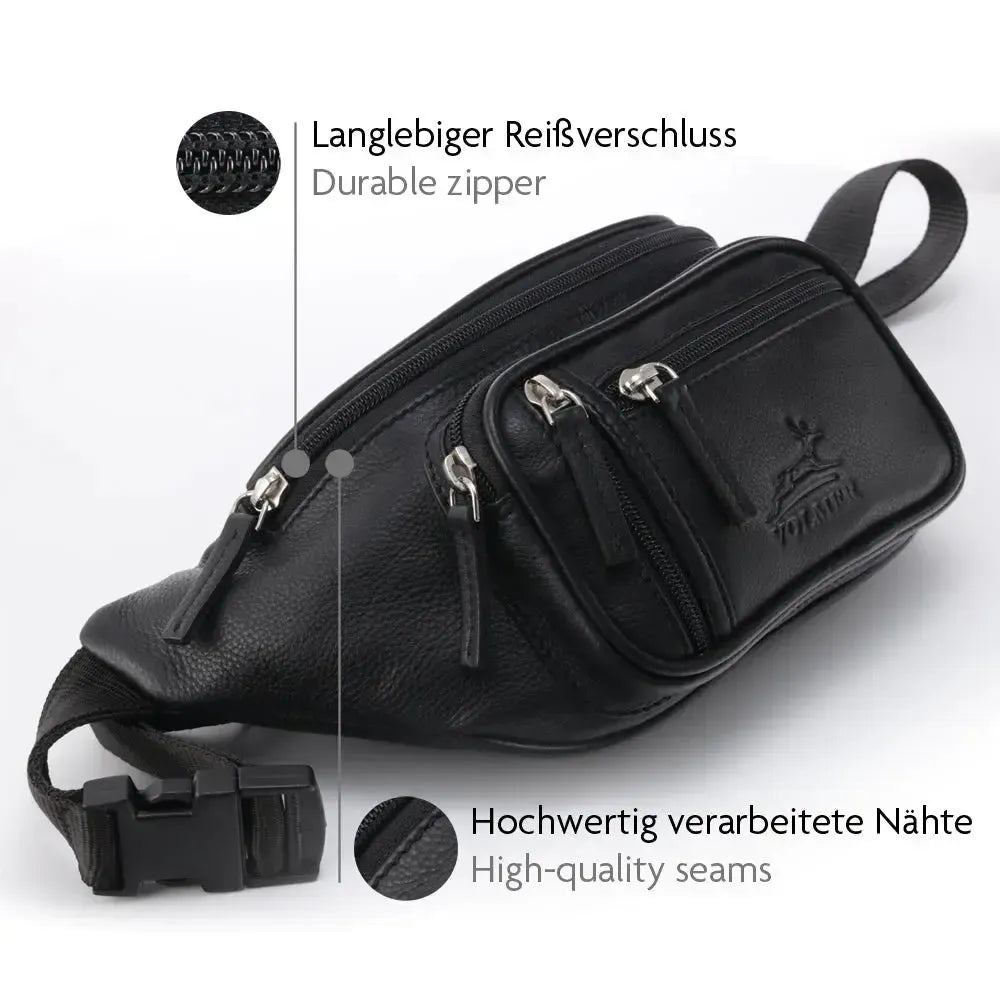 Bauchtasche Leder für Damen und Herren - 1 großes Fach, 3 kleine Fächer | Barcelona