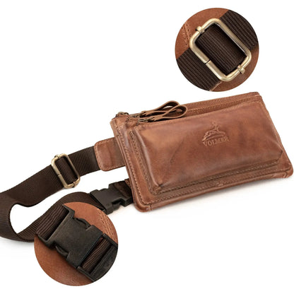 Bauchtasche Leder für Damen und Herren - 3 große Fächer | Denver