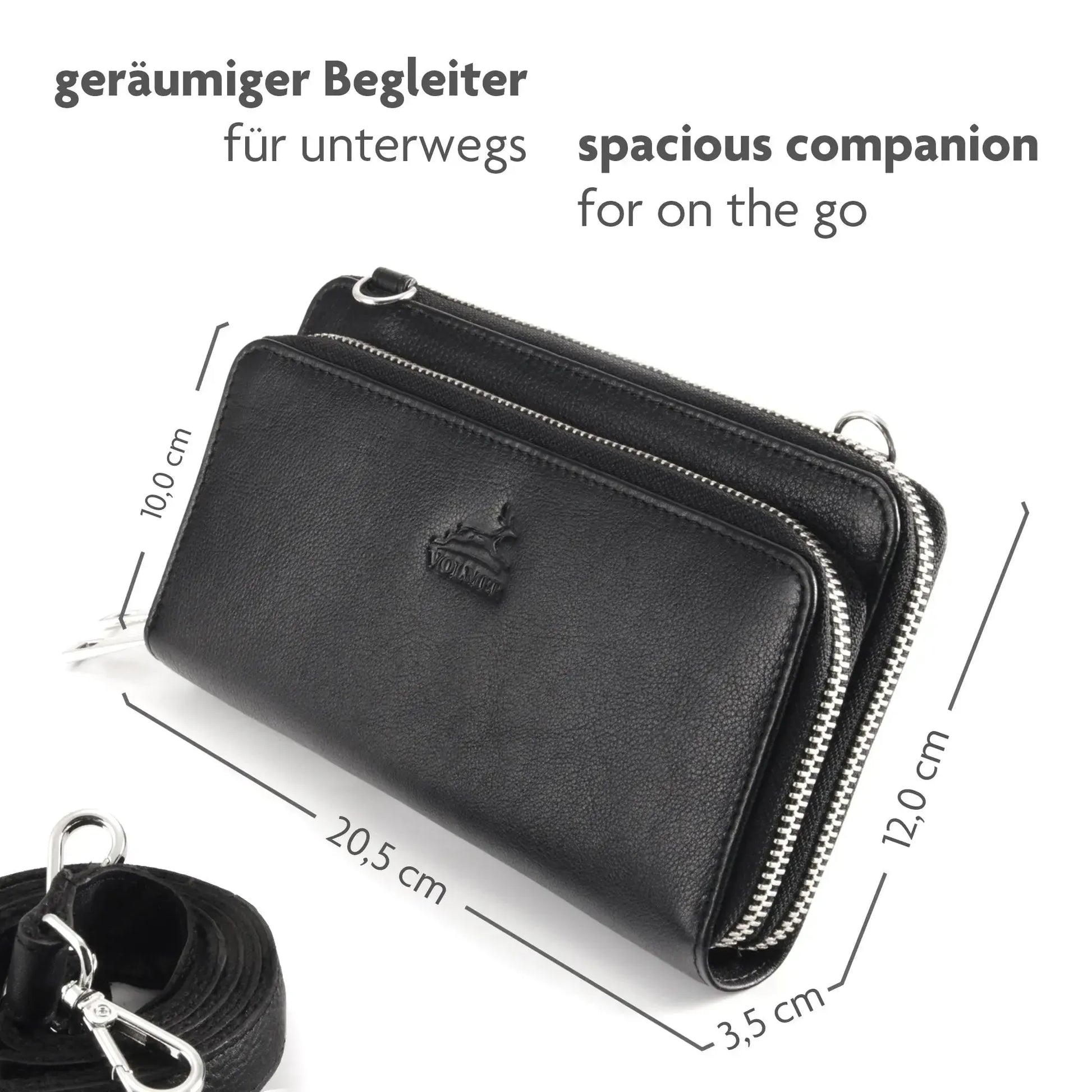 Damen Geldbörse Geldbörse mit Handytasche aus Echtleder & RFID-Schutz – abnehmbarer Schulterriemen | Modell Verona