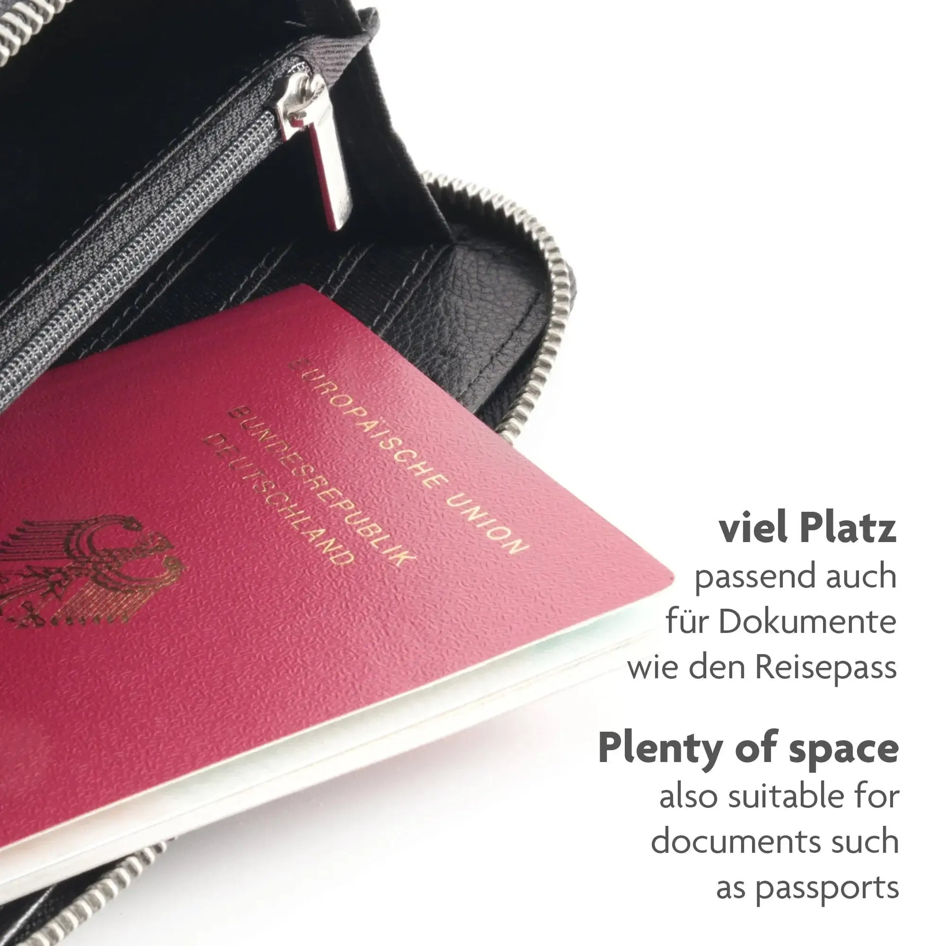 Damen Geldbörse Geldbörse mit Handytasche aus Echtleder & RFID-Schutz – abnehmbarer Schulterriemen | Modell Verona