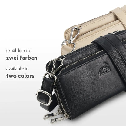 Damen Geldbörse Geldbörse mit Handytasche aus Echtleder & RFID-Schutz – abnehmbarer Schulterriemen | Modell Verona