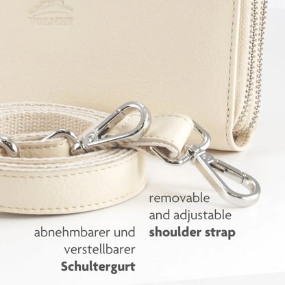 Damen Geldbörse Geldbörse mit Handytasche aus Echtleder & RFID-Schutz – abnehmbarer Schulterriemen | Modell Verona