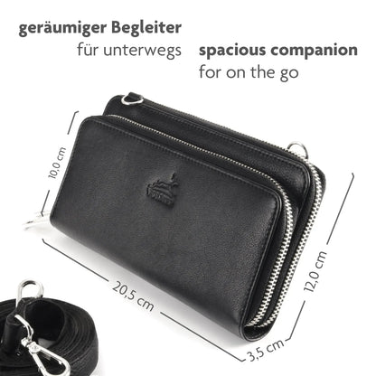 Women's phone bag with wallet in genuine leather – RFID protection – detachable shoulder strap | Verona
