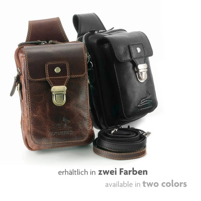 Gürteltasche Leder mit knöpfbarer Gürtelschlaufe – 3 große Fächer | UrbanWalker