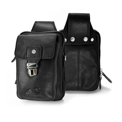 Gürteltasche Leder mit knöpfbarer Gürtelschlaufe – 3 große Fächer | UrbanWalker