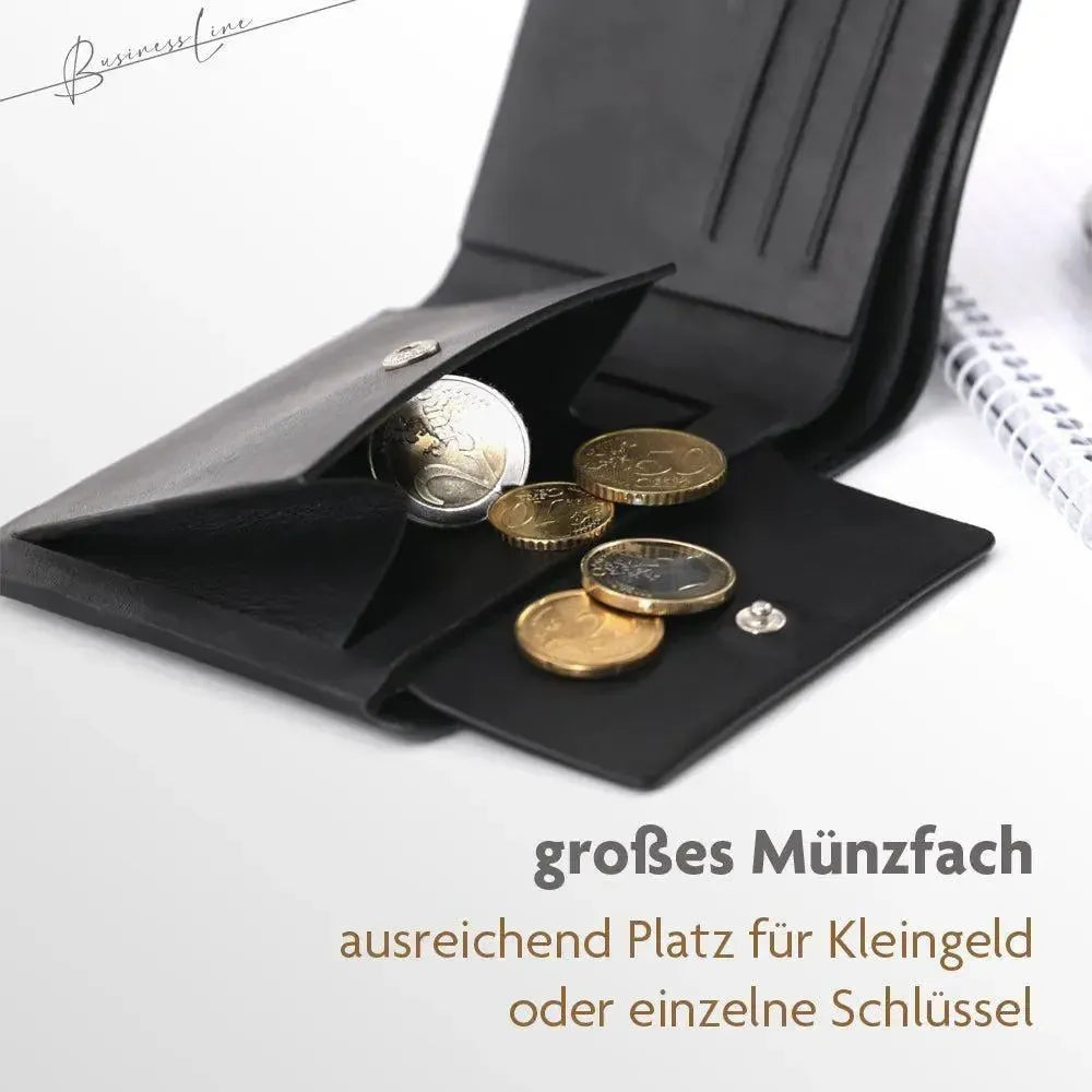 Hochwertige Geldbörse aus Leder ‒ ohne Futter, nur Leder ‒ nahtlos mit abgerundeten Ecken ‒ Platz für 5 Karten ‒ großes Münzfach ‒ RFID-Schutz | ONE