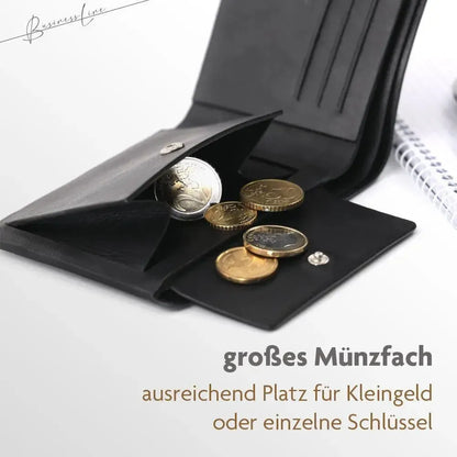 Hochwertige Geldbörse aus Leder ‒ ohne Futter, nur Leder ‒ nahtlos mit abgerundeten Ecken ‒ Platz für 5 Karten ‒ großes Münzfach ‒ RFID-Schutz | ONE