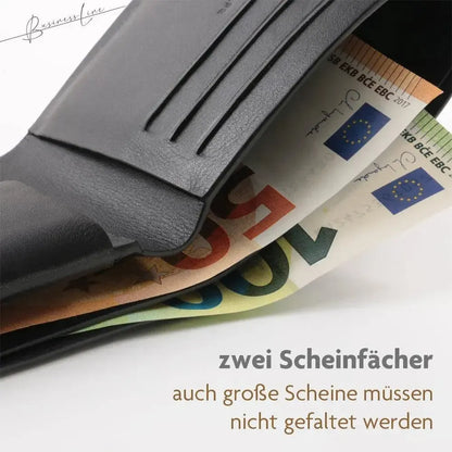 Hochwertige Geldbörse aus Leder ‒ ohne Futter, nur Leder ‒ nahtlos mit abgerundeten Ecken ‒ Platz für 5 Karten ‒ großes Münzfach ‒ RFID-Schutz | ONE
