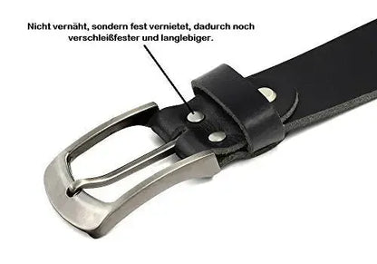 Ceinture classique en cuir – noire – 38 mm de large – facilement raccourcissable | 10125