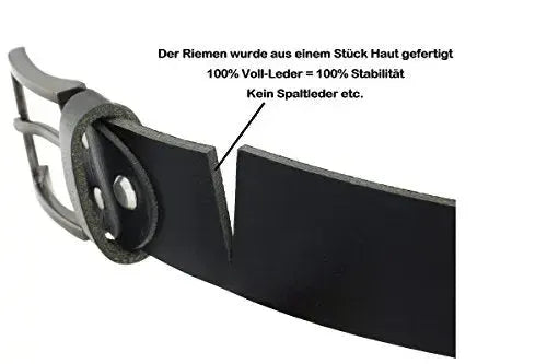 Ceinture classique en cuir – noire – 38 mm de large – facilement raccourcissable | 10125