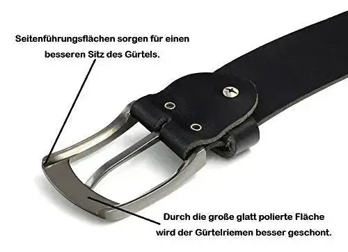 Klassischer Leder Gürtel - Schwarz - 38mm breit - leicht kürzbar | 10125
