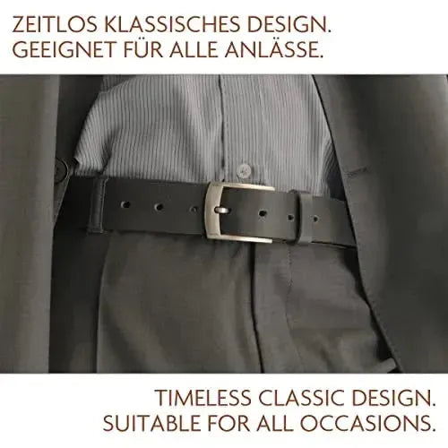 Klassischer Leder Gürtel - Schwarz/Braun - 35mm breit - leicht kürzbar | Austin