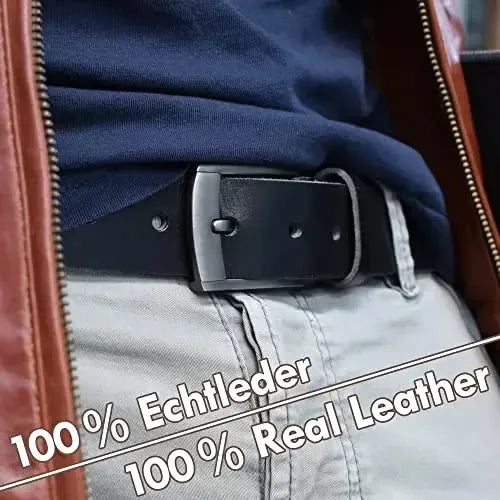 Klassischer Leder Gürtel - Schwarz/Braun - 35mm breit - leicht kürzbar | Austin