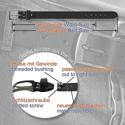 Klassischer Leder Gürtel - Schwarz/Braun - 35mm breit - leicht kürzbar | Austin