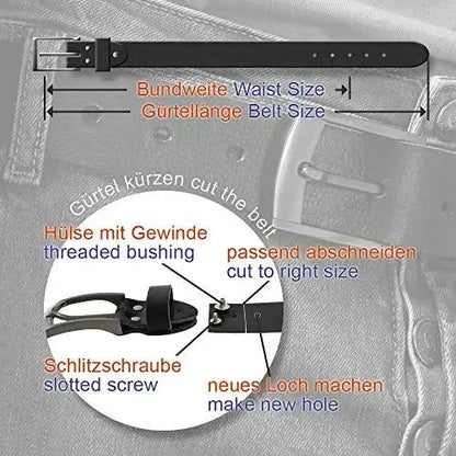 Klassischer Leder Gürtel - Schwarz/Braun - 35mm breit - leicht kürzbar | Austin