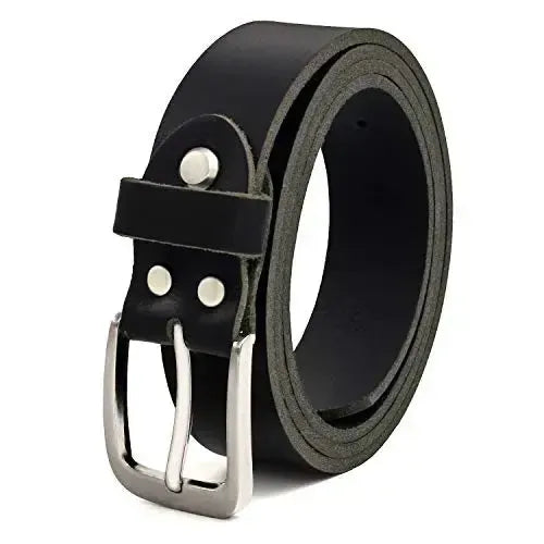 Classic unisex leather belt – black – 30 mm wide – easily adjustable | GSw300801