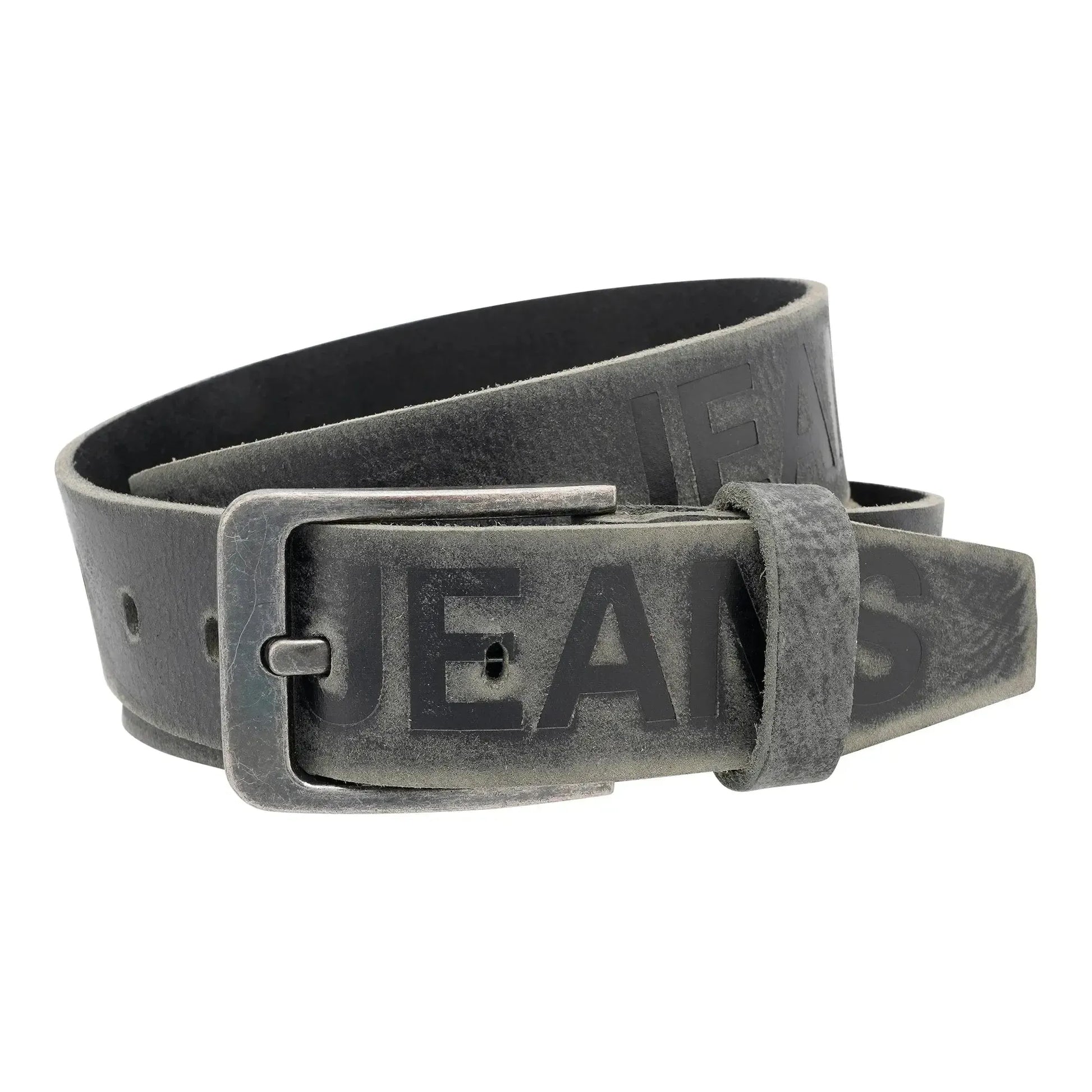 classic leather belt with JEANS embossing – antique brown – 38mm wide – easily shortenable | JEANS-38mm