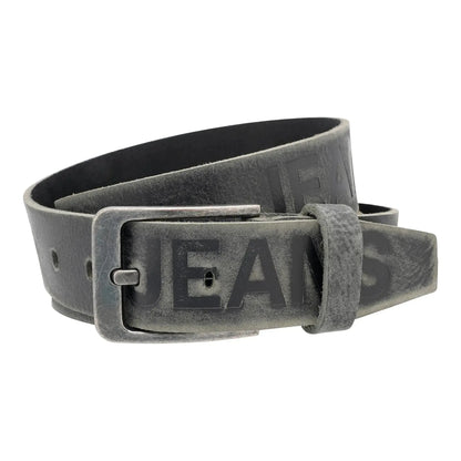 Klassischer Leder Gürtel mit JEANS-Prägung - antiquebraun - 38mm breit - leicht kürzbar | JEANS-38mm